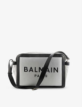 Logo-branded cotton and leather changing bag