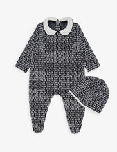 Repeat logo-print stretch-cotton jersey babygrow set 3-6 months