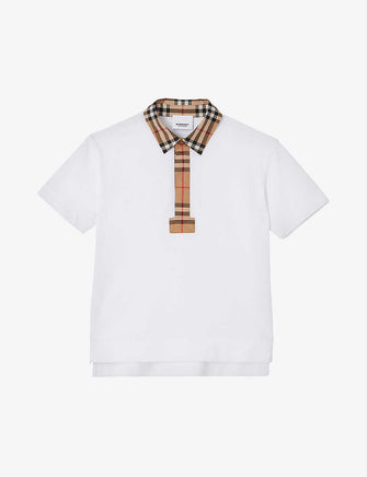 Johane checked-trim cotton-piqué polo shirt 3-14 years