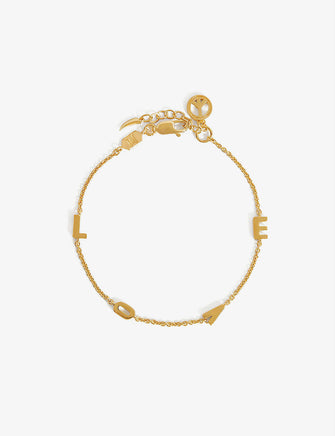 Love small 18ct recycled yellow-gold vermeil plated recycled sterling silver charm bracelet