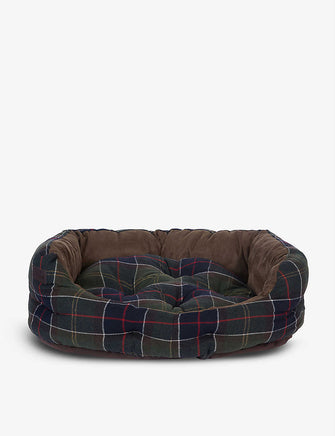 Tartan-print woven dog bed 76cm