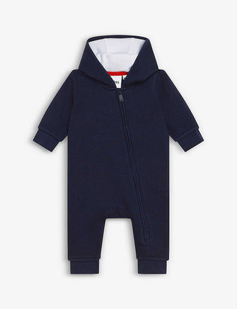 Logo cotton hooded sleepsuit 1 month - 12 months