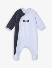 Colour-block asymmetric-zip cotton-blend babygrow 1-12 months