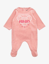 Elephant logo velvet stretch-cotton babygrow 6-18 months