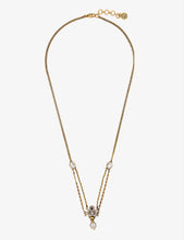 Spider crystal-embellished brass necklace