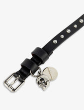 Skull charm studded-leather bracelet