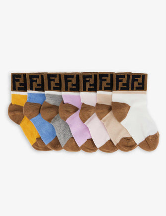 FF logo stretch-cotton blend socks set of seven