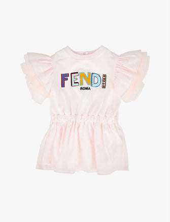 Logo-embroidered stretch-cotton dress 6-24 months