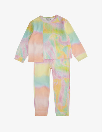 Marble-print cotton-jersey tracksuit 6-14 years