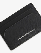 Logo-embossed leather card holder