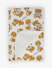 Bear-print cotton blanket 71cm x 69cm