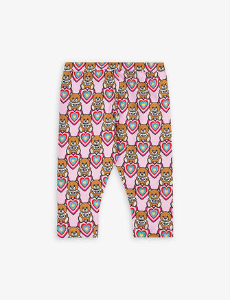 Teddy and heart print cotton leggings 3 months-3 years