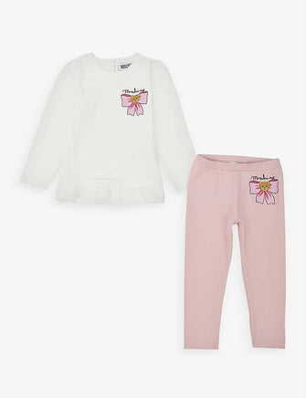 Brand-print stretch-cotton jersey baby set 3-24 months