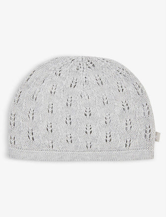 Pointelle cotton-knit hat 6-12 months