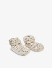 Button-detailed cotton-knit booties 6-12 months