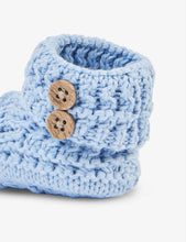 Button-detailed cotton-knit booties 6-12 months