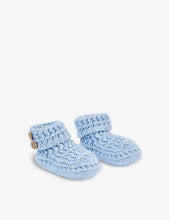 Button-detailed cotton-knit booties 6-12 months