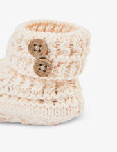 Button-detailed cotton-knit booties 6-12 months