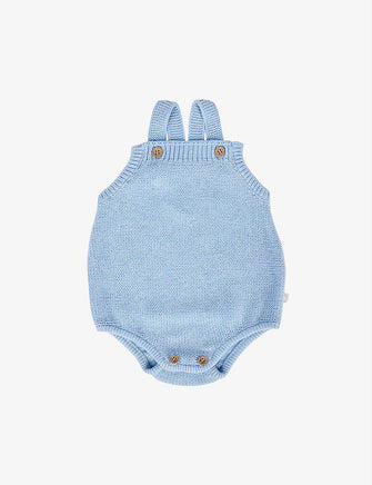 Ribbed-trim button-detail cotton-knit body 3-24 months