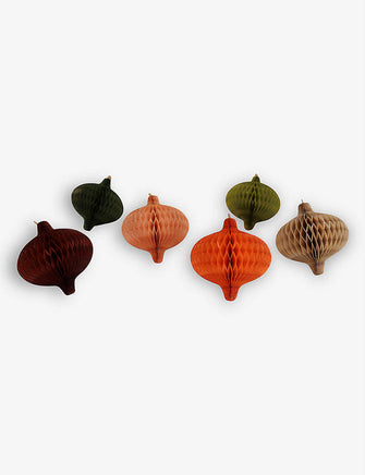 Set of six Honeycomb 3D paper Christmas decorations 8cm