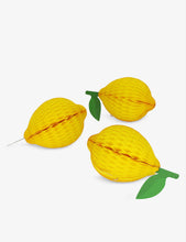 Set of three Honeycomb Lemon 3D paper Christmas decorations 10cm