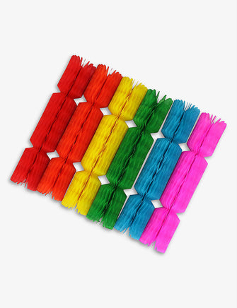 Rainbow paper Christmas crackers set of six