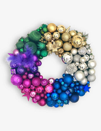 Rani 26 colour-block upcycled-materials Christmas wreath