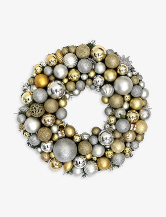 The Diamond Collection recycled baubles and spruce Christmas wreath 60cm Online