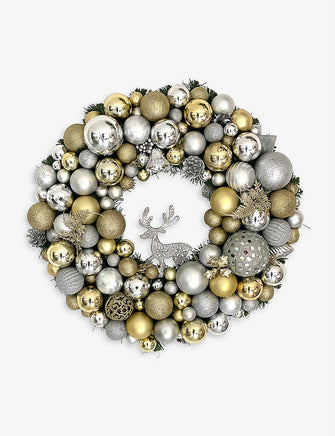 Buy Online The Diamond Collection recycled baubles and spruce Christmas wreath 60cm