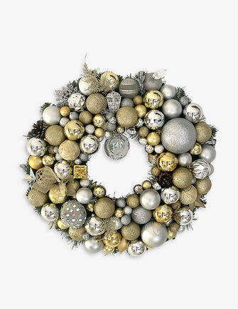 The Diamond Collection recycled baubles and spruce Christmas wreath 60cm