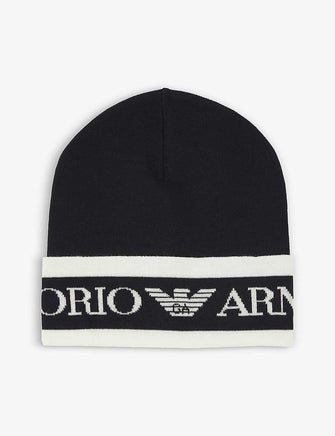 Logo-print wool beanie hat 4-16 years