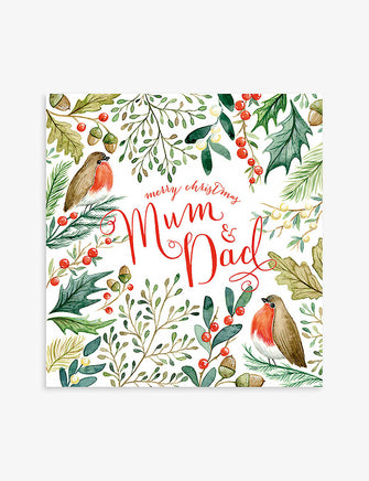 Merry Christmas Mum And Dad Christmas card 16cm x 17cm