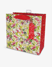 Berry Christmas botanical-print small Christmas gift bag 16cm