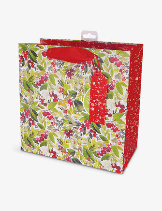 Berry Christmas botanical-print small Christmas gift bag 16cm