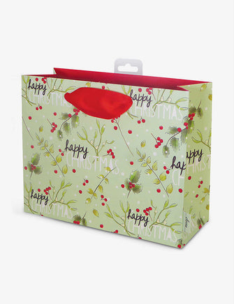 Mistletoe botanical-print medium Christmas gift bag 20cm