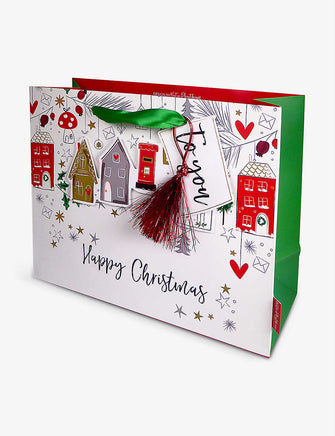 Winter Houses graphic-print medium Christmas gift bag 20cm