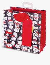 Penguin Party illustrated-print small Christmas gift bag 16cm