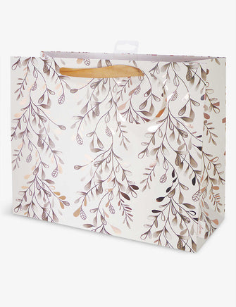 Mistletoe botanical-print large Christmas gift bag 28cm