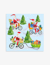 Pack of five Cycling Santas Christmas cards 16.3cm