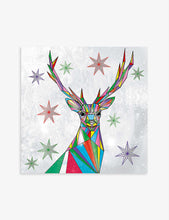 Matthew Williamson Stag metallic Christmas card 16cm x 16cm pack of 5