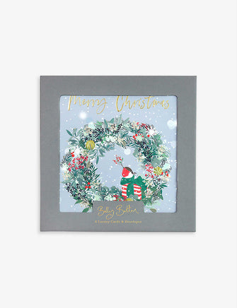 Wreath luxury Christmas cards set of eight