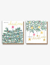 Merry Christmas Tree Stars mixed charity Christmas cards pack of eight