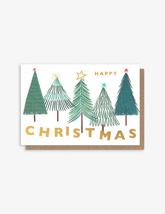 Christmas Line Of Trees small Christmas cards pack of 10