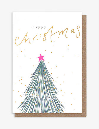 Merry Christmas Drawn Tree small Christmas cards pack of 10