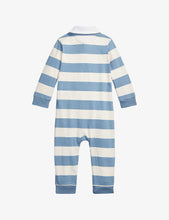 Striped polo-collar cotton-jersey romper 3-24 months