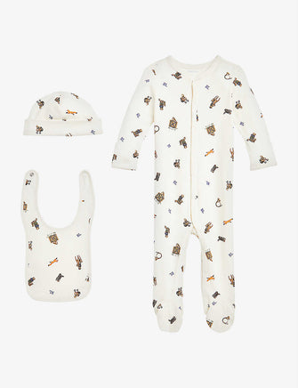 Bear-print cotton gift set 3-9 months