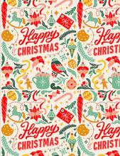 Happy Christmas wrapping paper 50cm x 70cm set of five