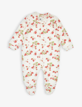Strawberry all-in-one cotton-jersey sleepsuit