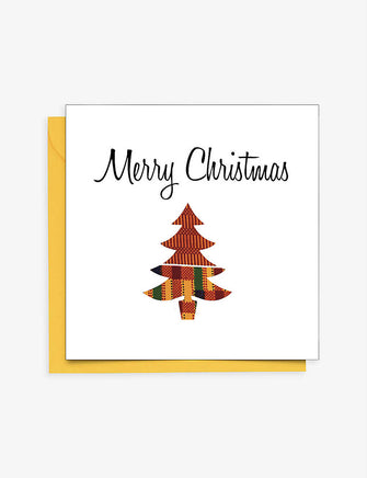 Tree-print Christmas card 15cm x 15cm