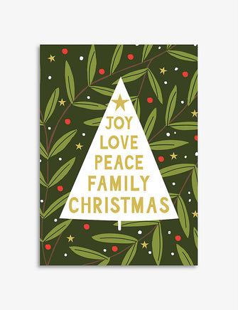 Joy Love Peace Christmas card 12.3cm x 8.8cm